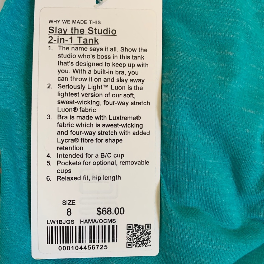 Slay the studio 2 in 1 Tank amazonite lululemon - Picture 4 of 5